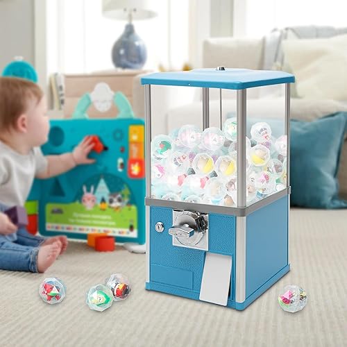 Miniatura 3 de Máquina expendedora, máquina expendedora comercial de cápsulas de monedas de 25 centavos con cerraduras, máquina expendedora de cápsulas azules para