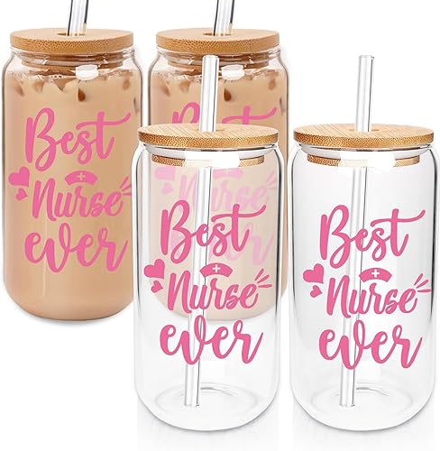 Regalos para enfermeras para mujeres, regalos de enfermera, regalos de Navidad para enfermeras, vasos de vidrio y calcetín para enfermera,