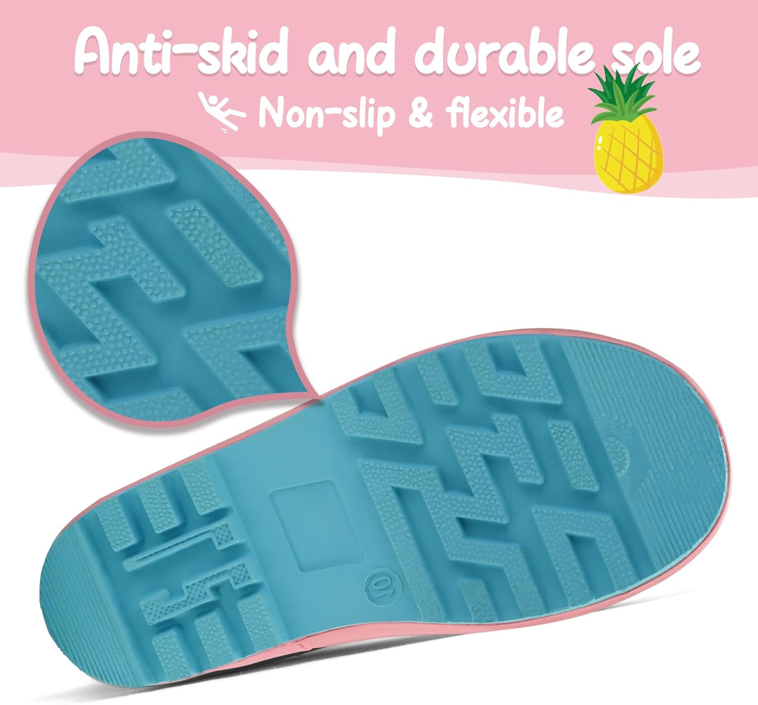 K KomForme Kids Rain Boots Waterproof Printed Rubber boots with Handles