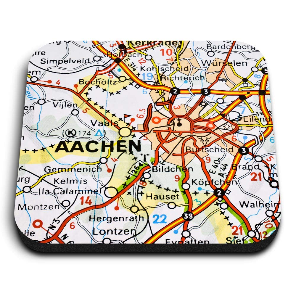 Destination Vinyl Ltd Multicolor 1 X Square Mdf Fridge Magnet - Aachen City Germany German Travel Map 44010
