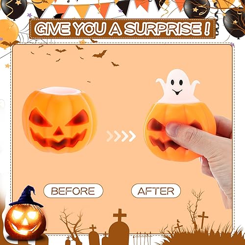 Miniatura 2 de Jenaai 20 huevos de Pascua, bolas estrujables para apretar, cesta de Pascua, juguetes sensoriales para regalos de fiesta de Pascua (calabaza)