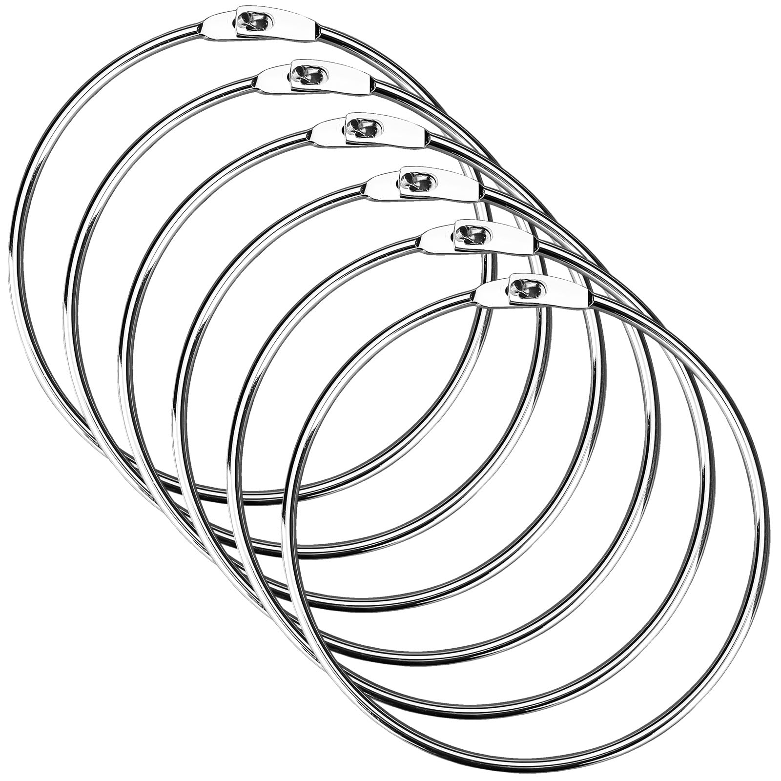 Plushly 6 Pack 5.8 Inch/14.8cm Heavy Duty Large Key Ring Hoop, Big Loose Leaf Binder Rings for Key Crafts Wrench Bib Vests Index Cards Book Files, Metal Washi Tape Organizer