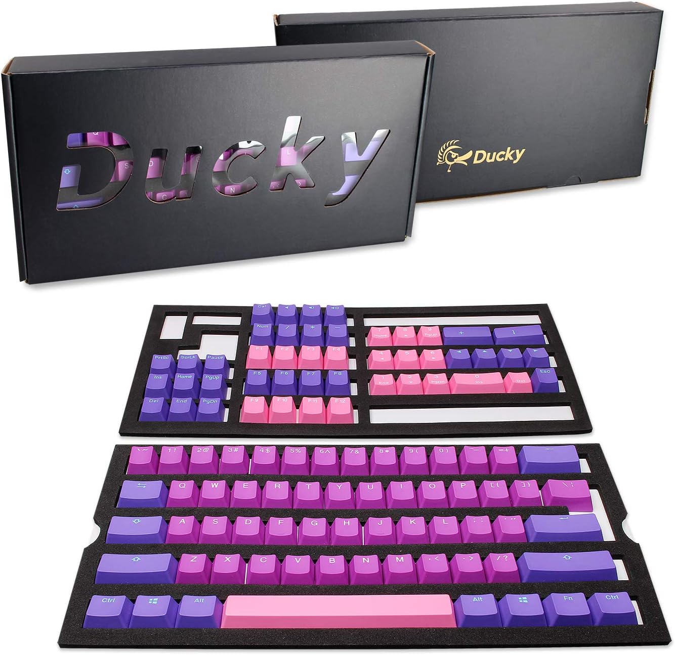 Ducky Ultra Violet Keycaps 108 PBT Doubleshot Set for Ducky Keyboards or MX Compatible Standard Layout - 108 Keycap Set - Ultra Violet (Purple)