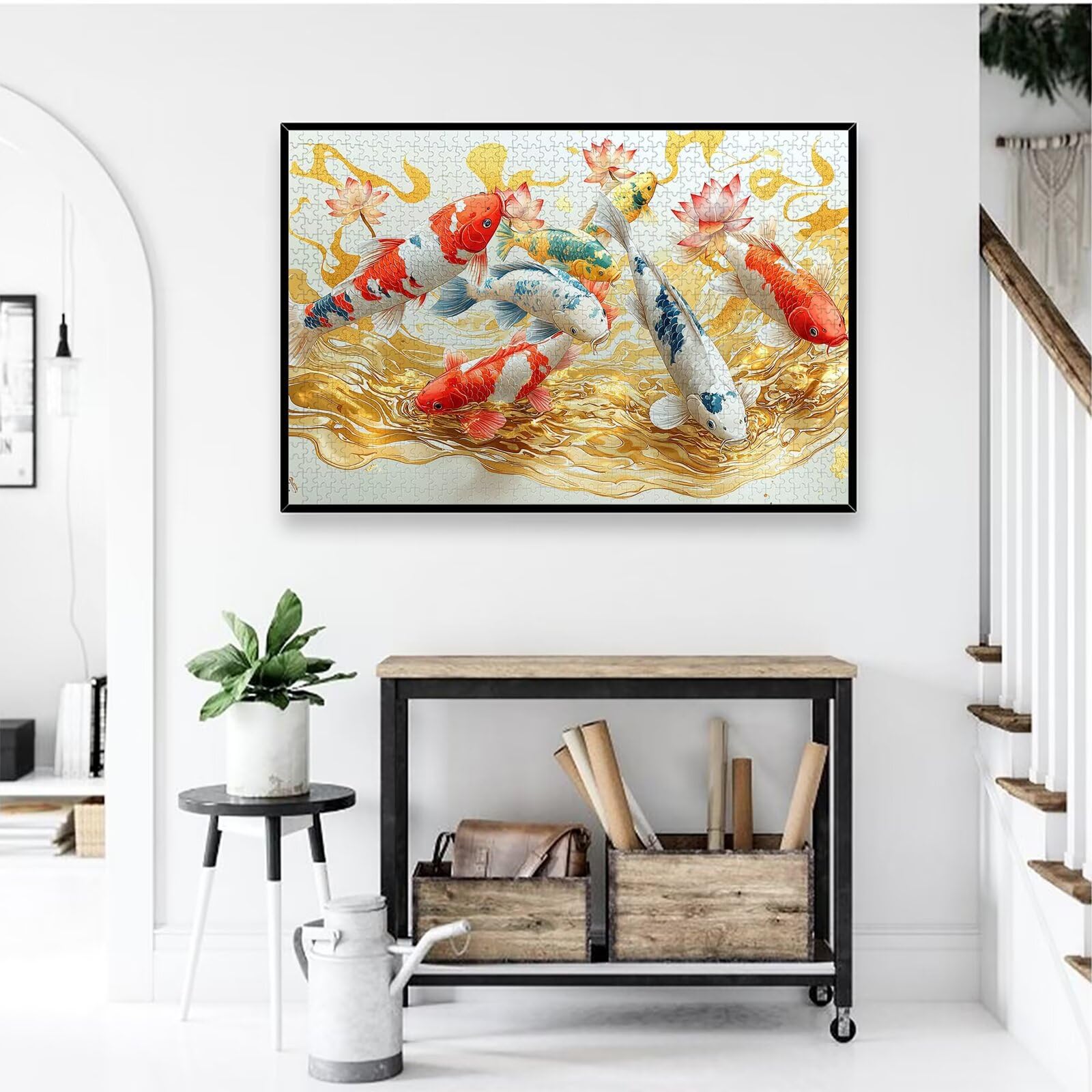 Puzzle 1000 sztuk karp koi, puzzle kwiatowe 1000 sztuk dla dorosłych i nastolatków, drewniane puzzle z wykwintnym opakowaniem, rodzinne gry edukacyjne, dekoracje domu, prezent dla dorosłych-3225