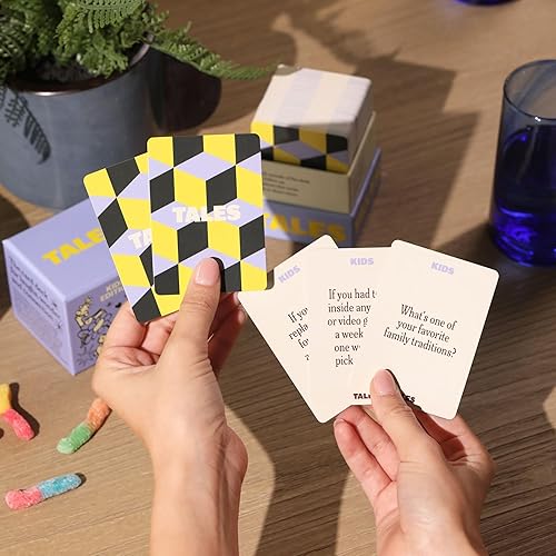 Miniatura 4 de TALES Tarjetas de conversación, edición para niños, 150 unidades, divertidos juegos familiares para niños, perfectas para cenas, viajes por