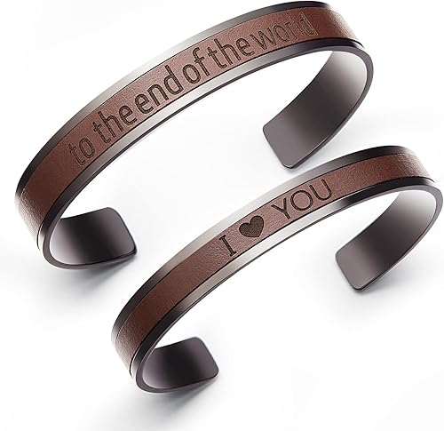 AW BRIDAL Regalos para el día de San Valentín para ellaél, compromiso, aniversario, boda, regalos para parejas, pulseras a juego de acero inoxidable