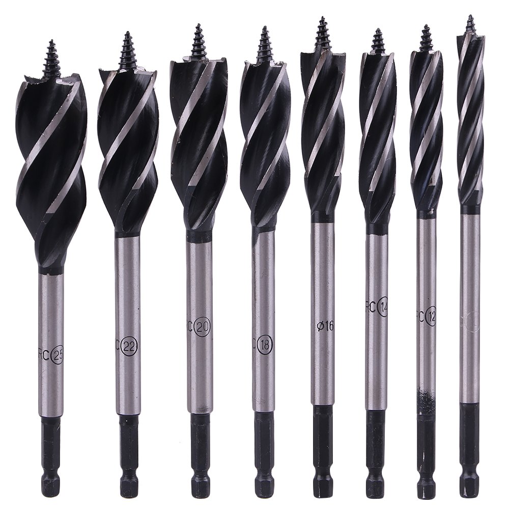 Legno drill bit set hex shank Four flute da 10/12/14/16/18/20/22/25 mm falegnameria foratura