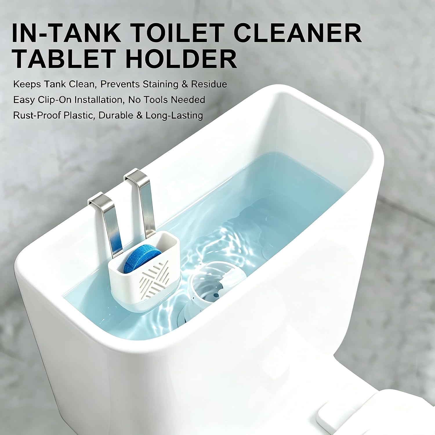 Toilet Tank Cleaning Tablet Holder & Bleach Tablet Bracket, Hanging Toilet Bowl Cleaner Carrier for Inside Tank, Prevents Residue from Damaging Flapper, Extends Tablet Life(Blue, 2pcs) image 5