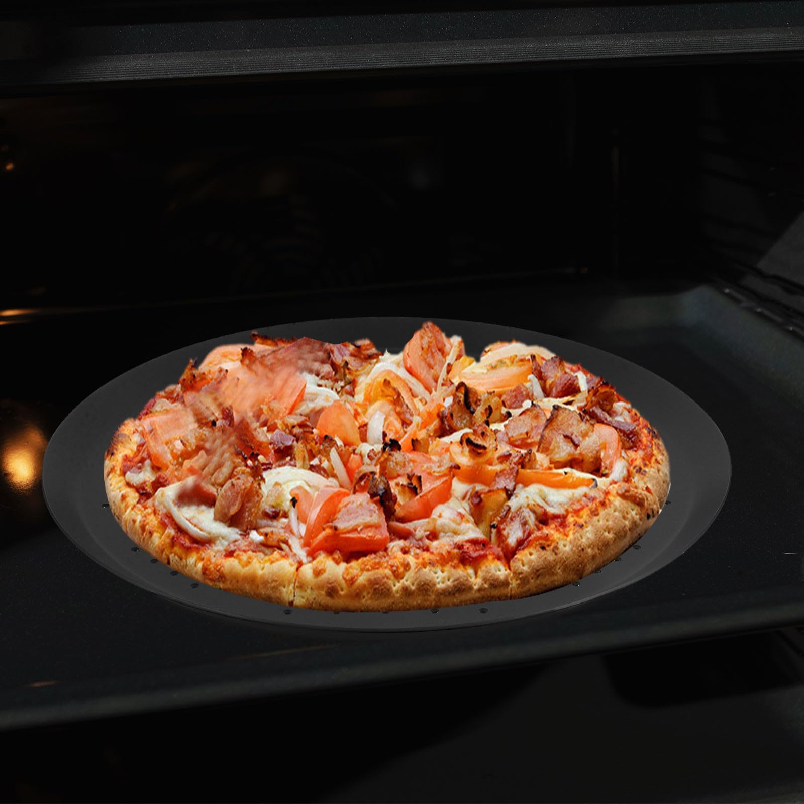 Bandeja Perforada para Hornear Pizza Redonda de 12 Pulgadas, Molde de Aluminio Grueso Resistente al Calor, Utensilio Reutilizable para Horno Profesional y Doméstico