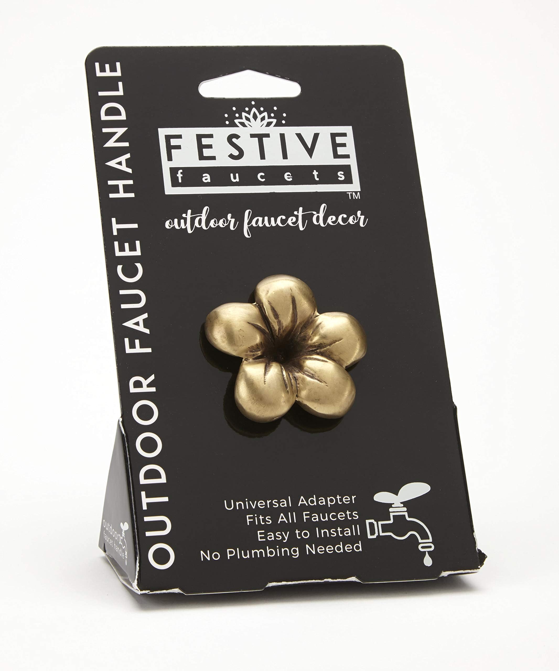 Small Plumeria Flower in Package: Decorative Outdoor Faucet Handle with Universal Adapter - Faucet not Included