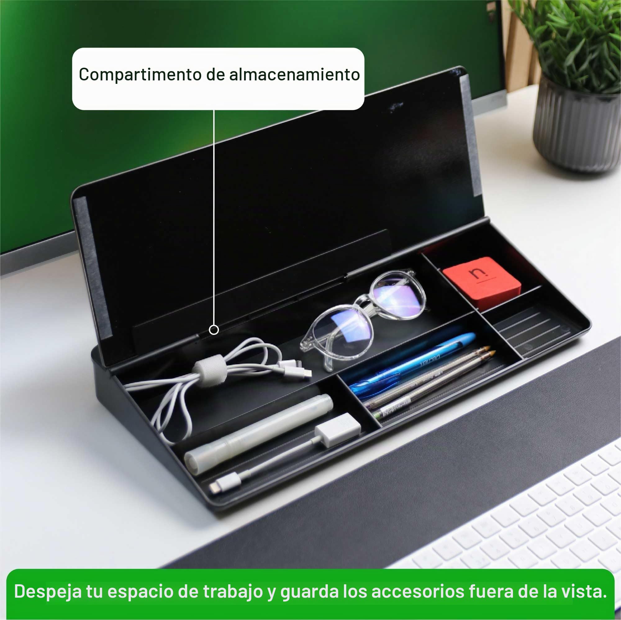 Pizarra blanca de escritorio de cuña – Pizarra blanca de escritorio todo en uno y organizador de escritorio. Esta pizarra blanca de cristal es ideal como una pequeña pizarra blanca de oficina y