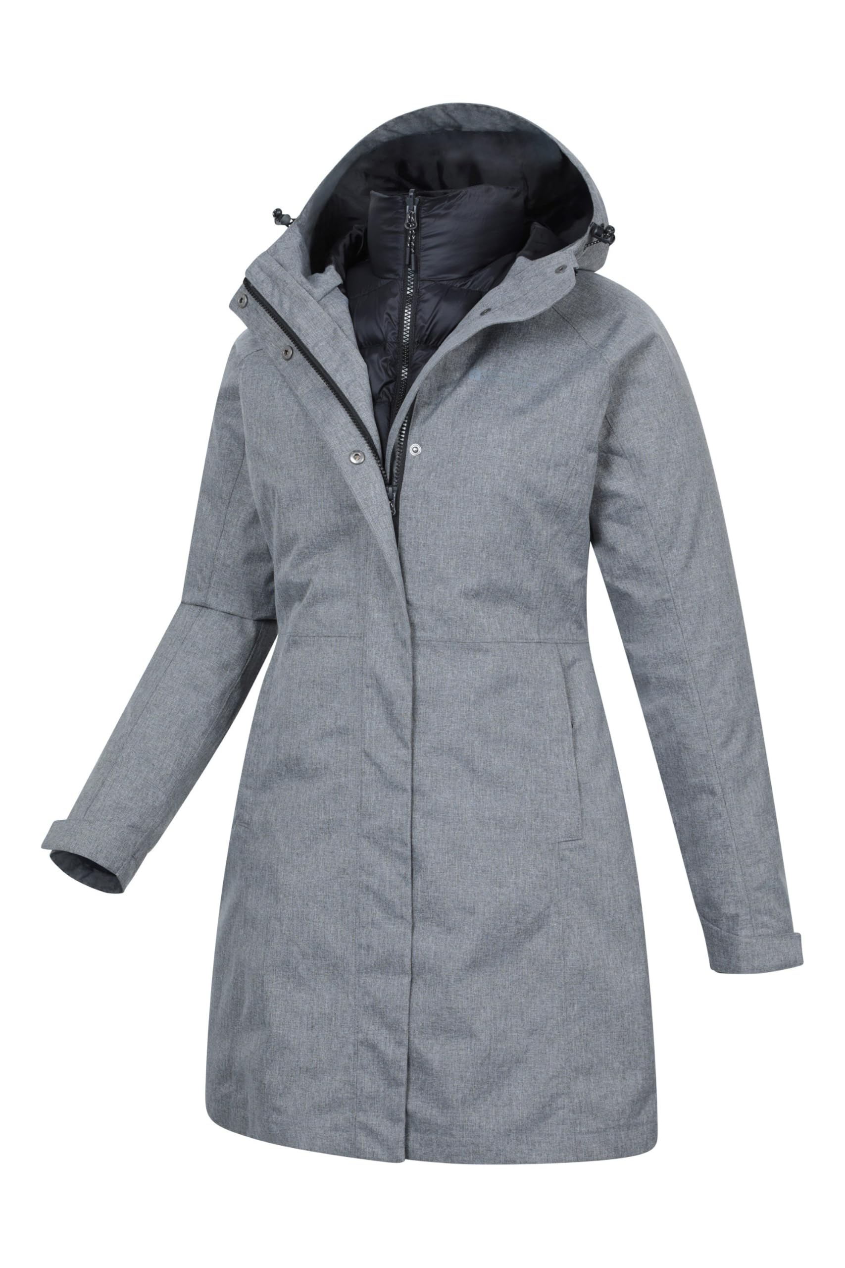 Mountain Warehouse Alaskan Lange Damen 3-in-1 Jacke | Wasserdicht mit verstellbarer Kapuze, Herausnehmbare Innenjacke & verschweißte Nähte, Ideal für Regen & Winter