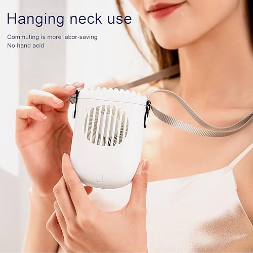 Miniatura 10 de KTTR Ventilador de cuello portátil, ventilador pequeño alimentado por USB con batería de larga duración, manos recargables USB, 3 modos de velocidad