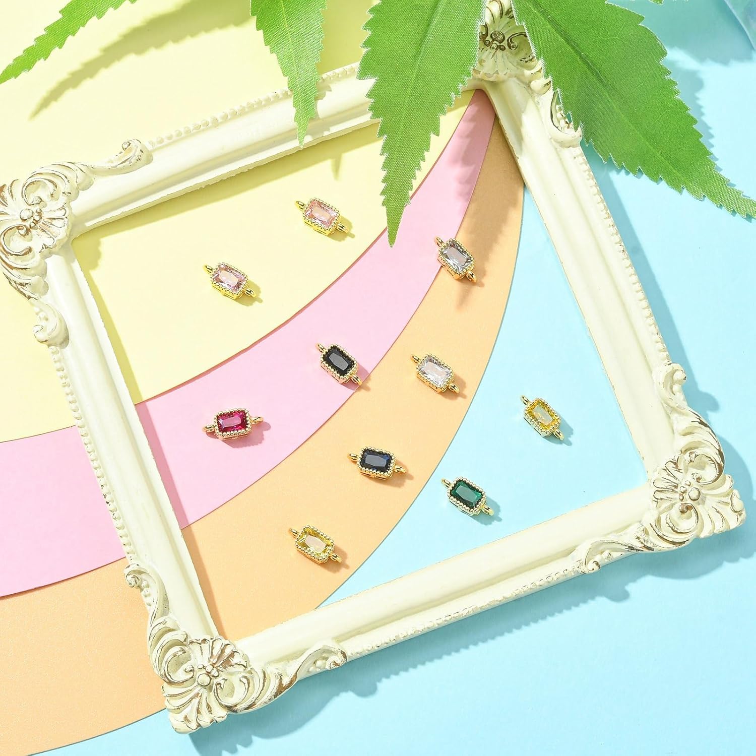 KitBeads 10pcs Real Gold Plated Connector Charms Colorful Double Loop Cubic Zirconia Links Charm for Jewelry Making Craft Bracelets Necklace Bulk - Image 6