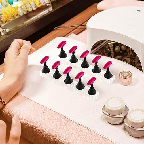 Miniatura 63 de Soportes de uñas acrílicas, soporte de uñas a presión, soporte magnético para práctica, 54 piezas, masilla adhesiva reutilizable para pintura de Rosa