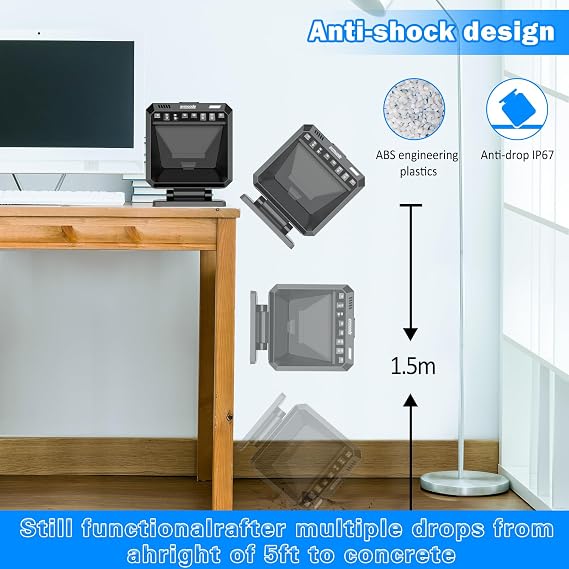 Symcode Automatic Omnidirectional Desktop 2D QR Barcode Scanner, Hands-Free USB Wired Barcode Reader, 1D 2D Bar Code Image Sensing for Warehouse, Supermarket, Retail Store, Bookstore