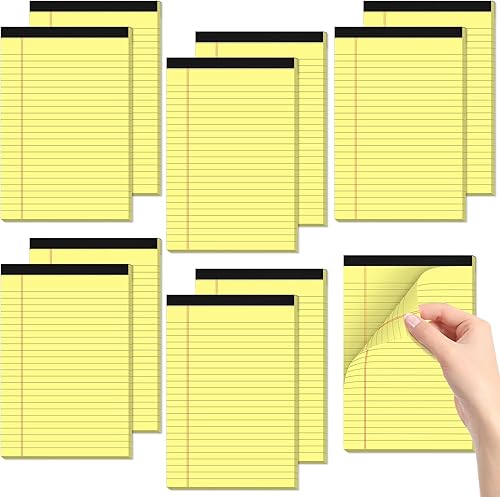 Bloc legal pequeño de 5 x 8 pulgadas, color amarillo, paquete de 10 bloc de notas pequeñas de 5 x 8 pulgadas, bloc de notas amarillas con rayas