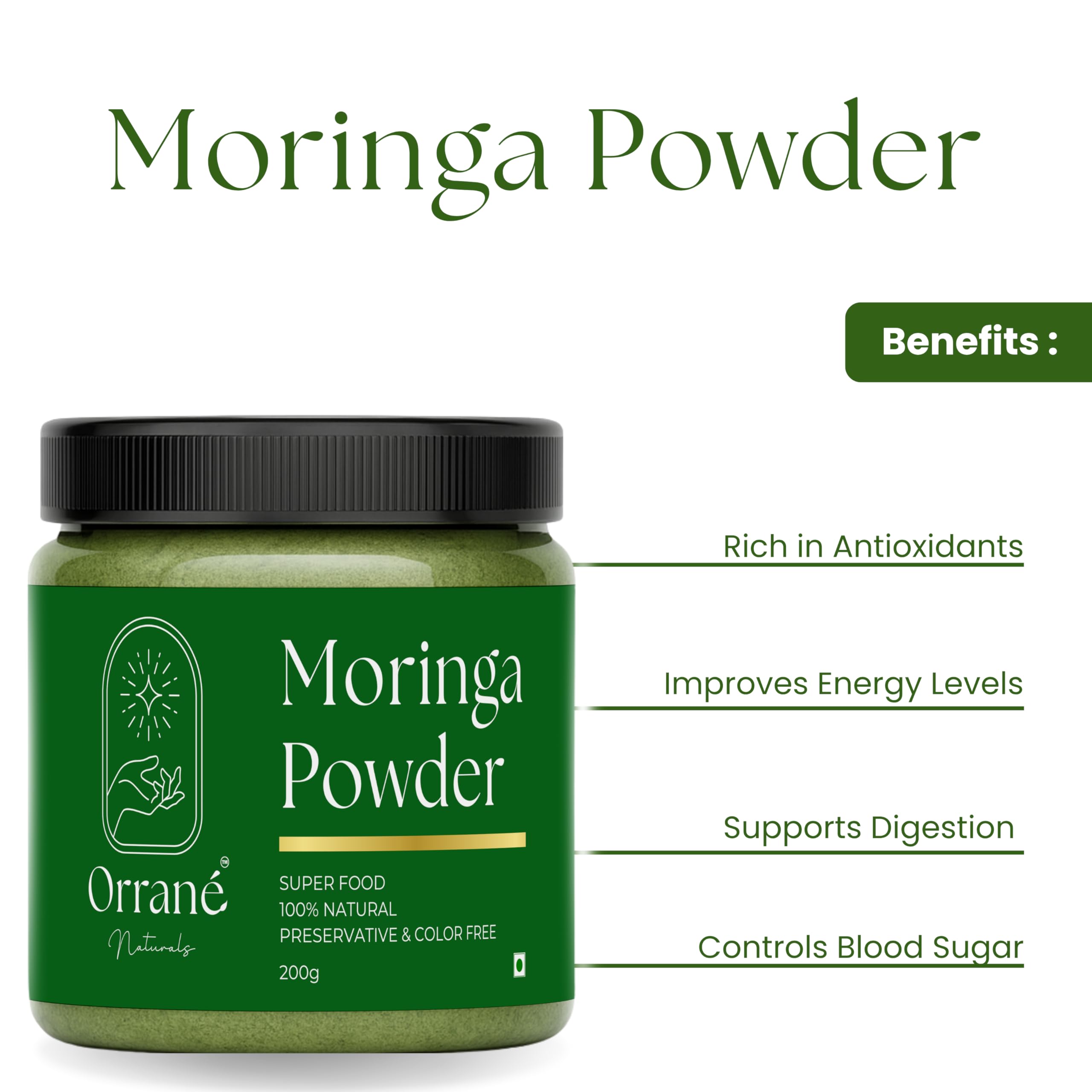 Orrané Moringa Powder for Cooking Smoothies and Nutrition | Finely Ground Leaf Superfood for Healthy Living | Natural Edible Powder for Wellness Beverages and Daily Dietary Enrichment - 200g — Amazon image 3
