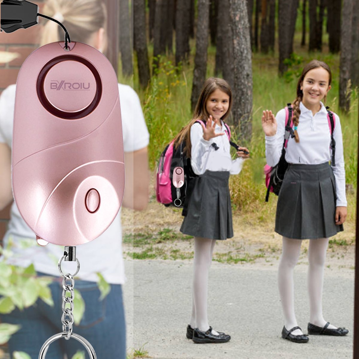 Bxroiu BXR0LU-CM Osobisty Alarm Kieszonkowy, Czarny/Różowy, 2 Sztuki