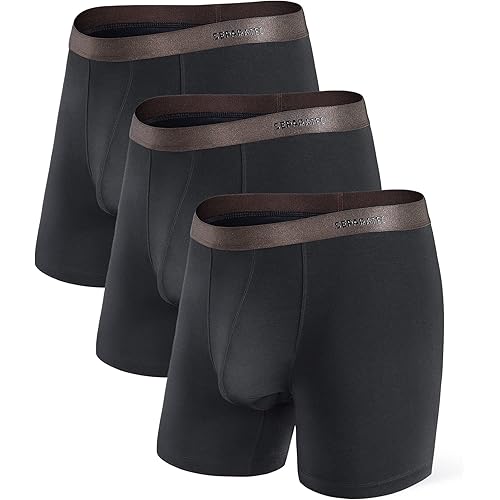 Separatec Mens Boxer Briefs with Ball Pouch Breathable Moisture Wicking Rayon Made From Bamboo Underwear Men 3 or 6 Pack