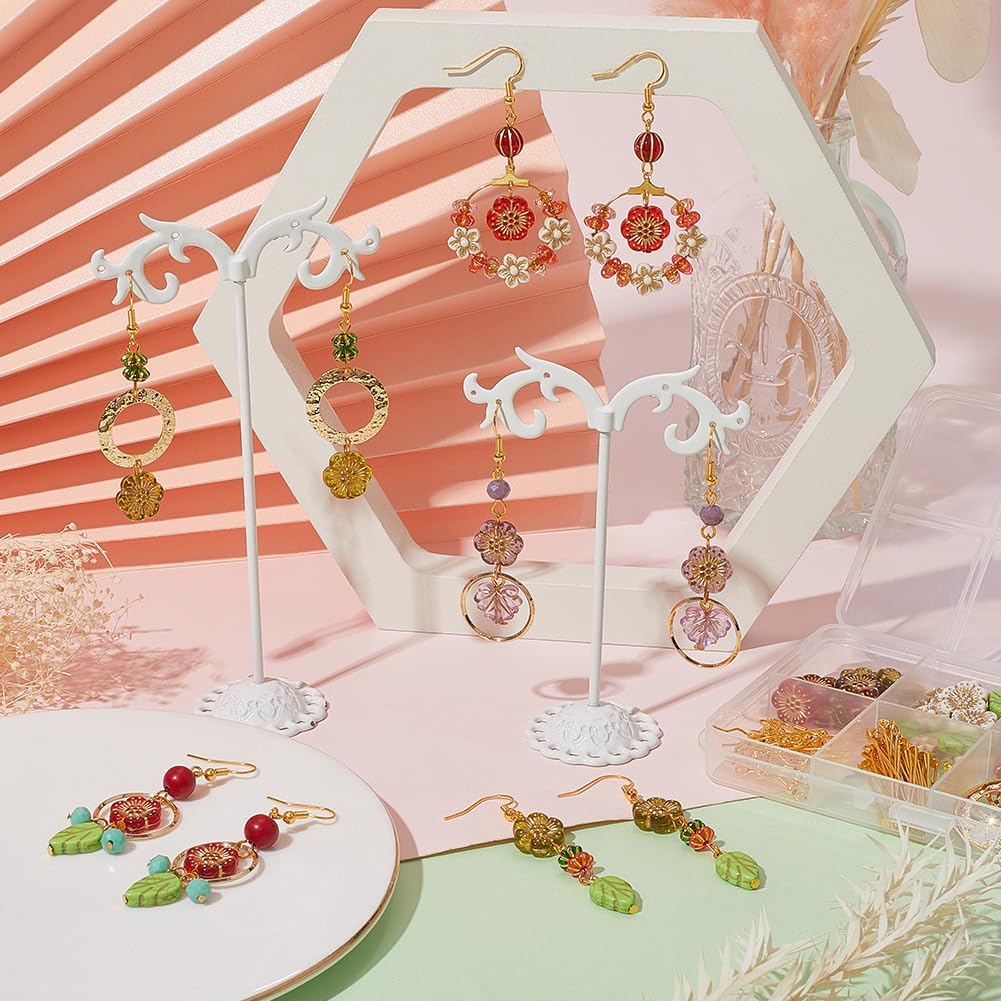 SUNNYCLUE 10 Pairs Bohemian Earring DIY Vintage Earring Charms Acrylic National Style Flowers Leafs Drop Beaded Dangle Fashion Earring for Women Adult Beginners Starters Supplies Craft - Image 4