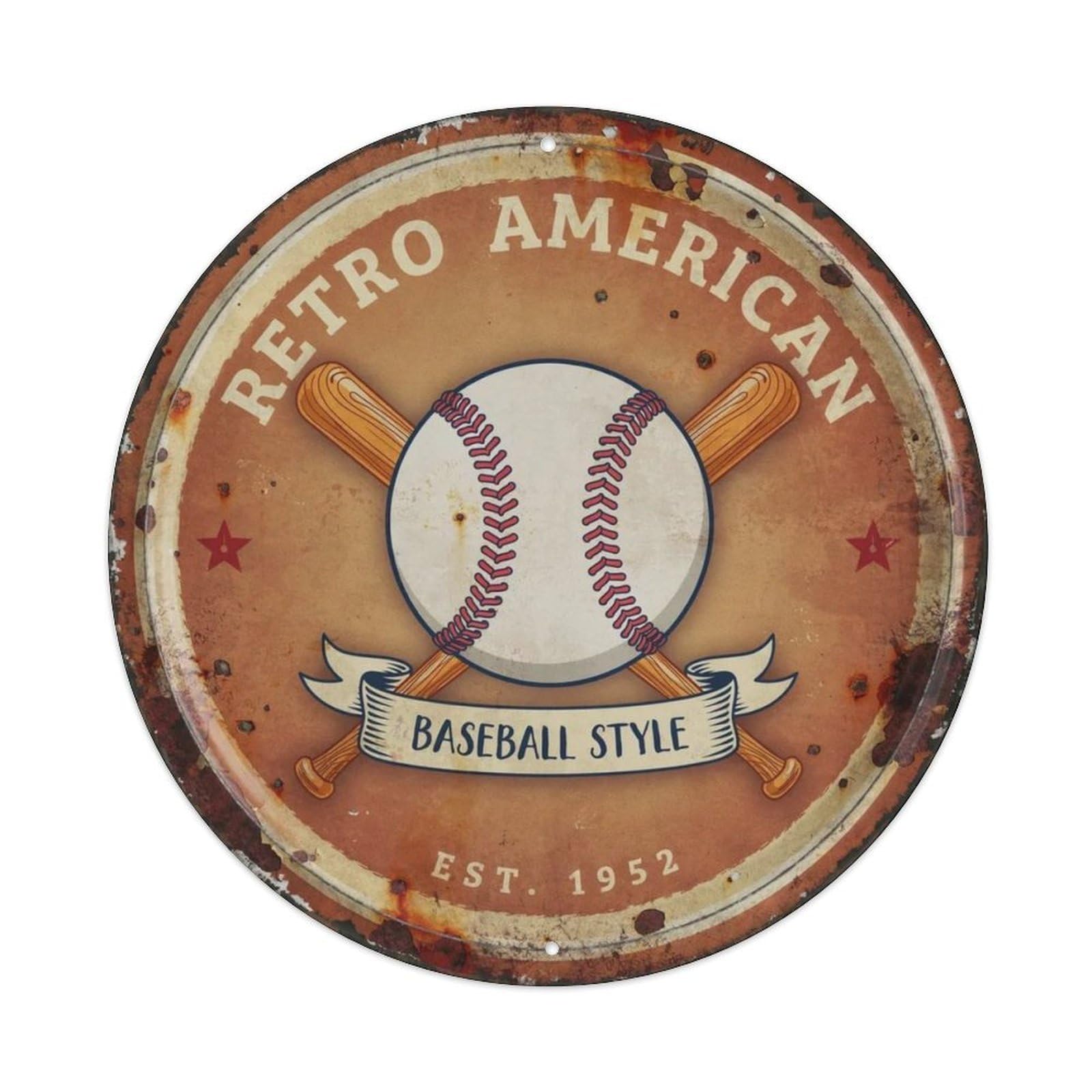 Retro American Baseball Style. Metal Tin Sign Plaque