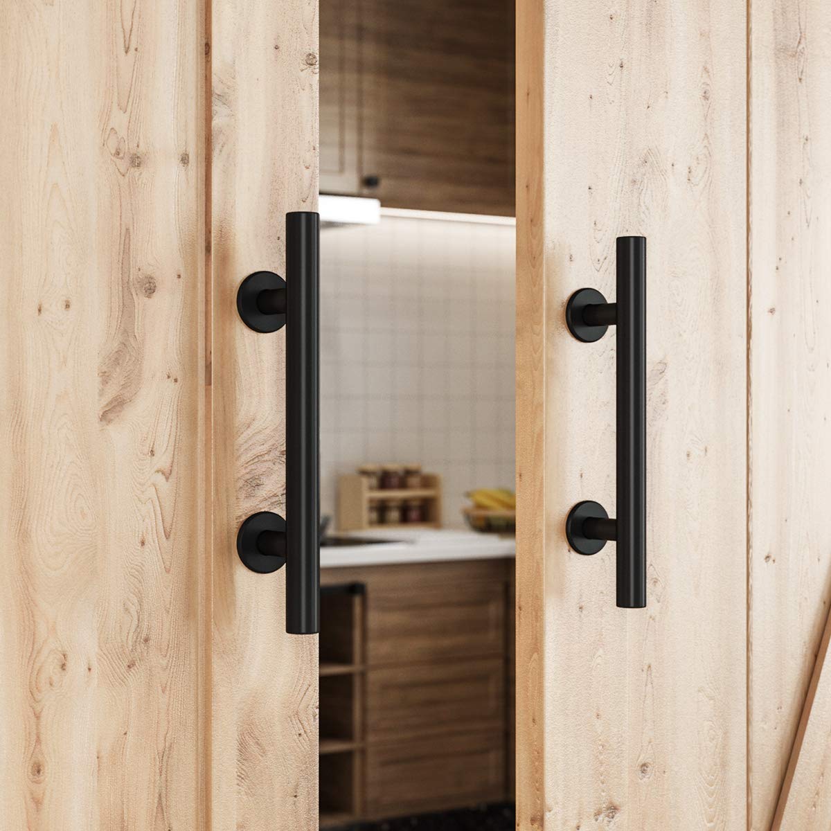 Rustic Barn Door Handles - 2 Pack Black -2