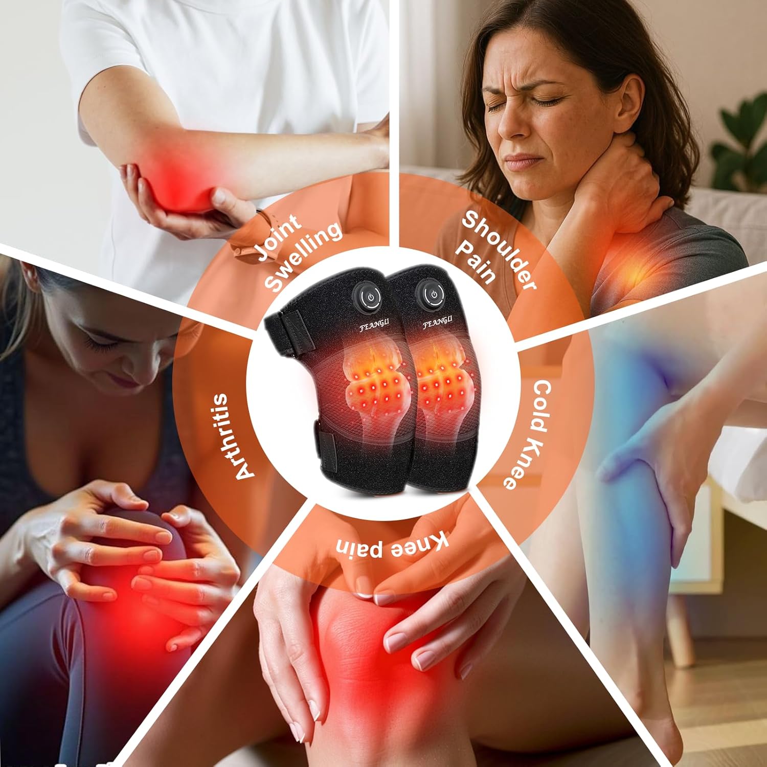 Red Light Therapy for Knee Brace, Knee Heating Pad for Pain Relief, Cordless Infrared Light Therapy Knee Wrap, 660nm & 850nm Red for Body/Joint/Shoulder/Elbow, Gifts for Women Men (2 PCS) - Image 6