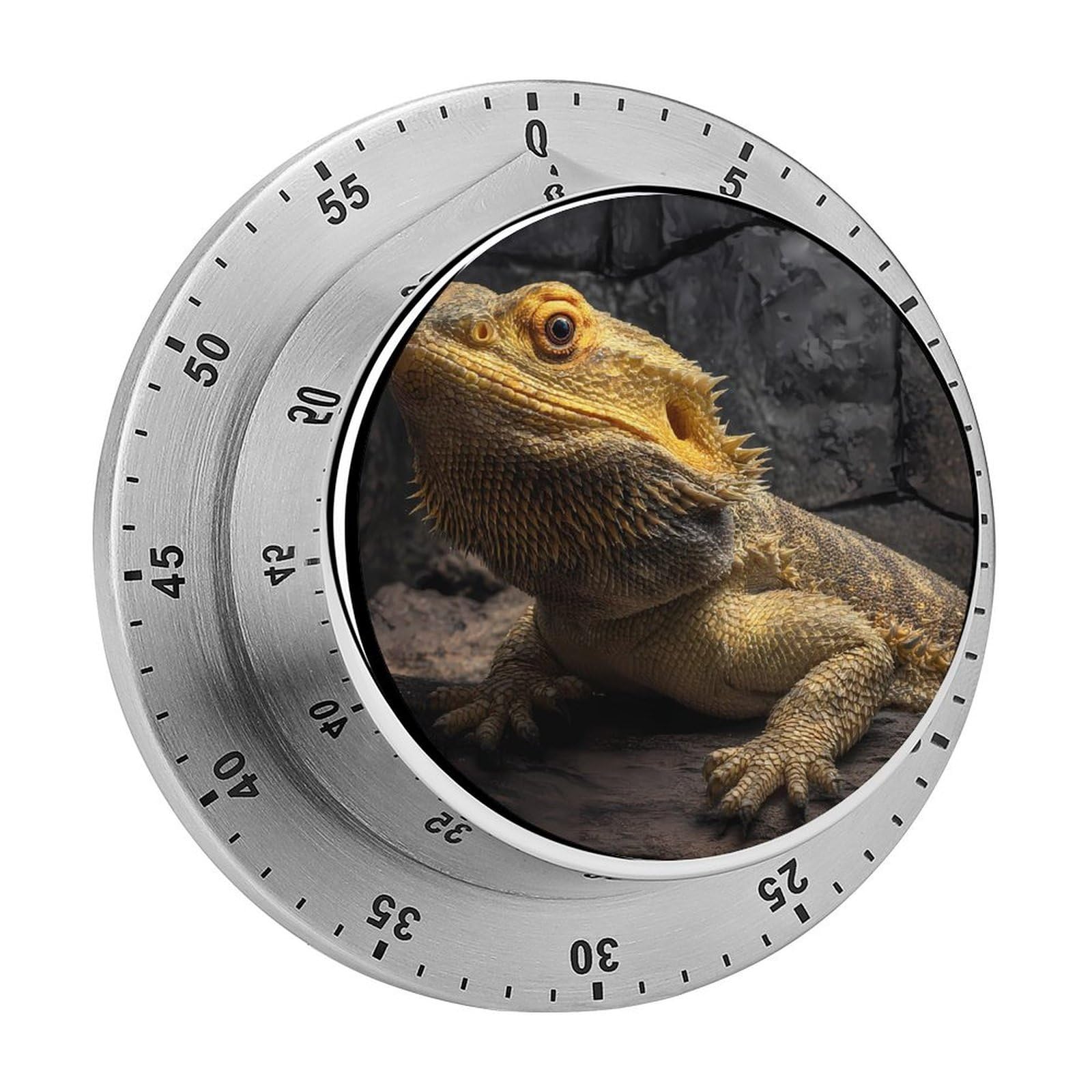Bearded Dragon Lizard Mechanical Timer with Alarm for Kitchen Cooking Productivity Stainless Steel Timers