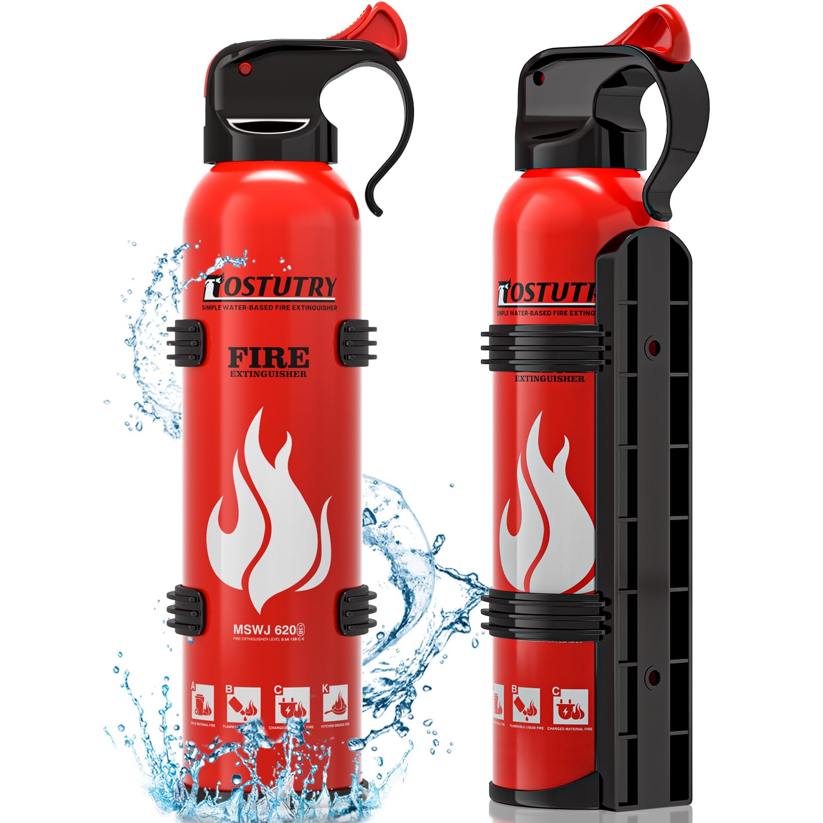 Upgraded 8-IN-1 Fire Extinguisher for Home Vehicle Car Kitchen Boat, Small Fire Extinguishers Spray with Mount for Class A B C K Fire, Portable Non-Toxic Prevent Re-Ignition Easy Clean (2 Pack)