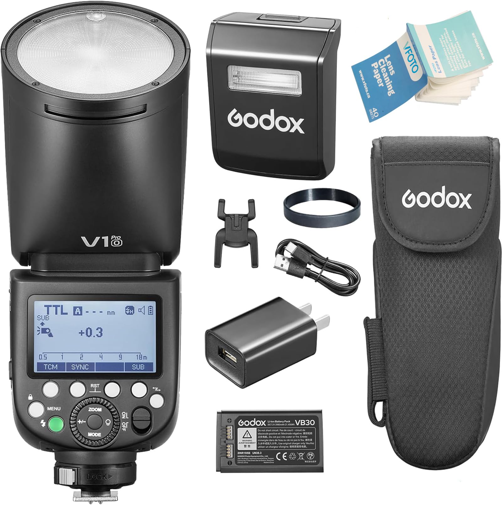 Godox V1PRO-O TTL Li-ION Ronde Tête Flash Innovante Externe Flash SU-1 Lampe de Style LED 76Ws HSS 1/8000sIntégré Batterie au Lithium pour Olympus Caméra
