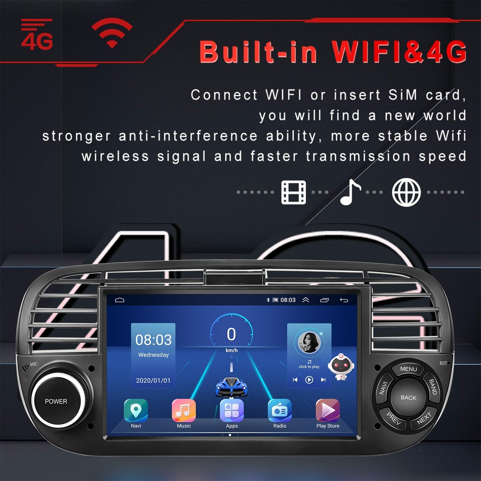 Nawigacja satelitarna Radioodtwarzacz samochodowy Odtwarzacz multimedialny Auto WIFI Nawigacja GPS(1 16G WE CAM)
