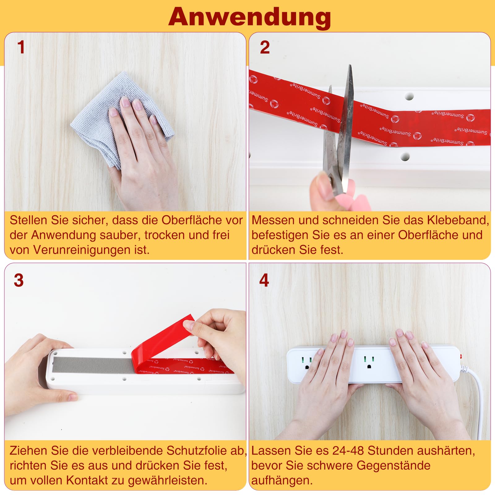 Summerbrite 2 Rollen Doppelseitiges Klebeband Extra Stark-50mm x 5m Acrylschaum-Klebeband Wasserfest und Hochtemperaturbeständig Klebeband Doppelseitig für Auto, Wohn, Bürodekor und Außende