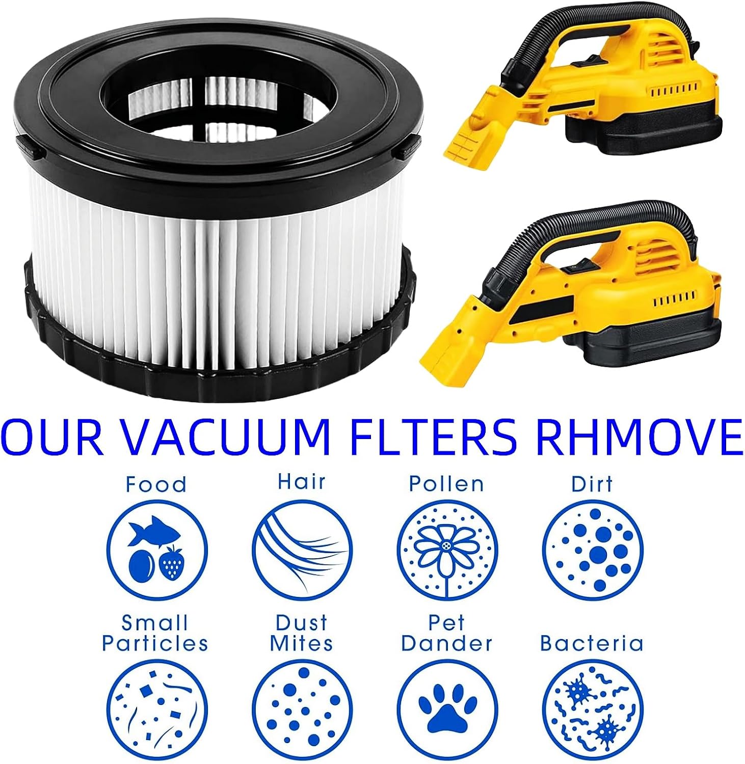 (5-Pack) DC5151H HEPA Filter Replacement Compatible with dewelt Wet Dry Vacuum DC515 DCV517 DCV517B