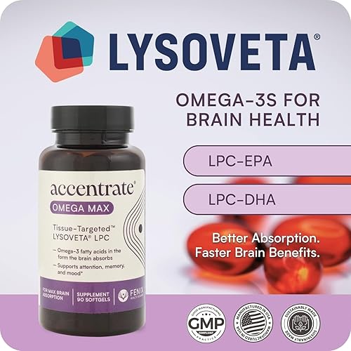Miniatura 6 de Omega Max wLYSOVETA LPC  Suplementos EPA y DHA para la salud del cerebro y la retina  Enfoque, atención, memoria, estado de ánimo y visión  6 veces