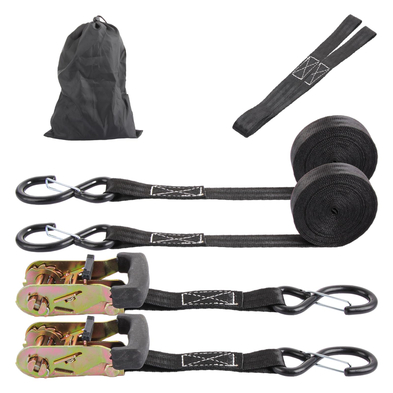 ASelected 2Pack Ratchet Straps, 25mm x 4.5m Heavy Duty Ratchet Strap with S-Hook