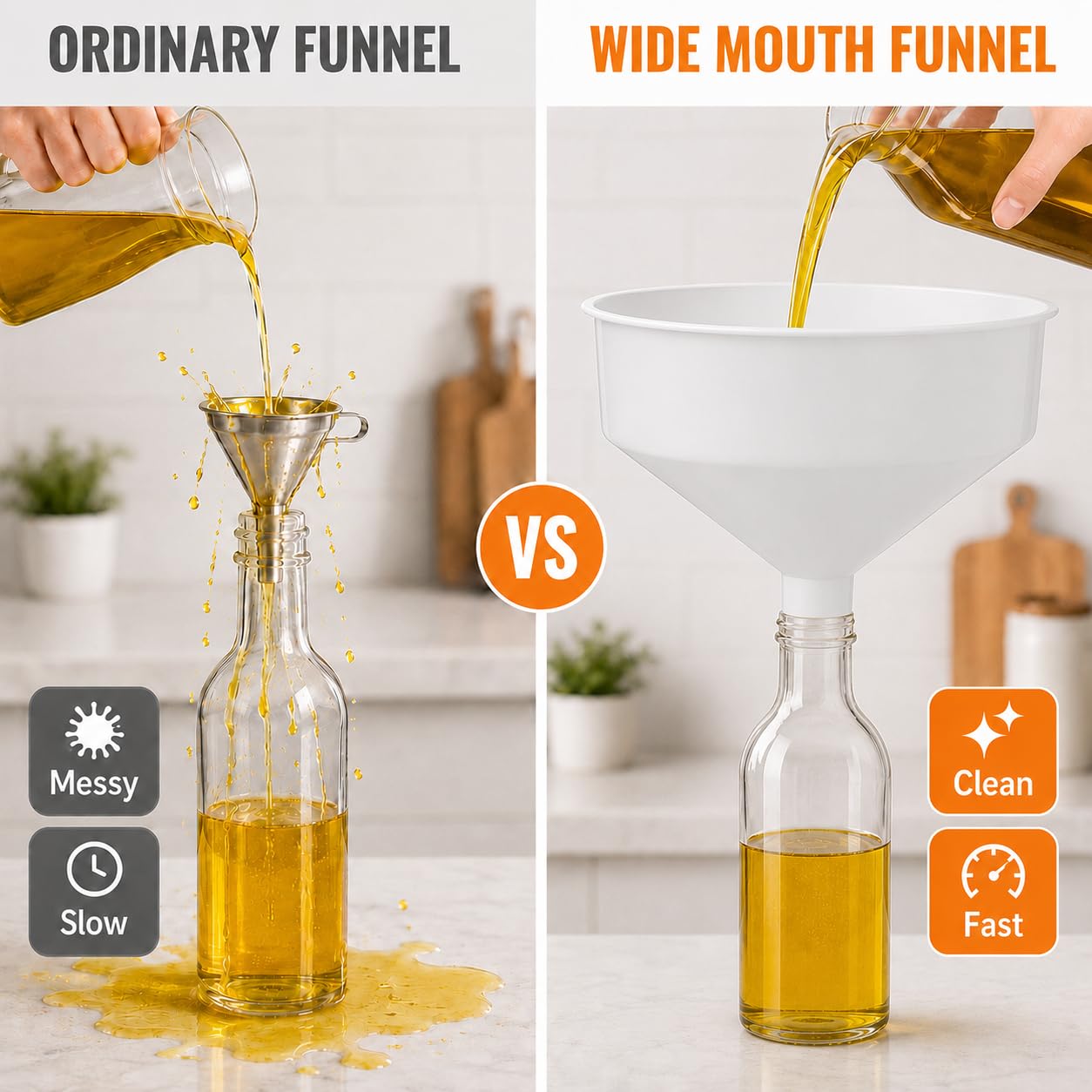 DOITOOL 10.43" Wide Mouth Plastic Funnel, Extra Large Food Grade Kitchen Funnels for Beer Oil Jam Beverage Filling, Liquid Dry Ingredients, 1-Pack White
