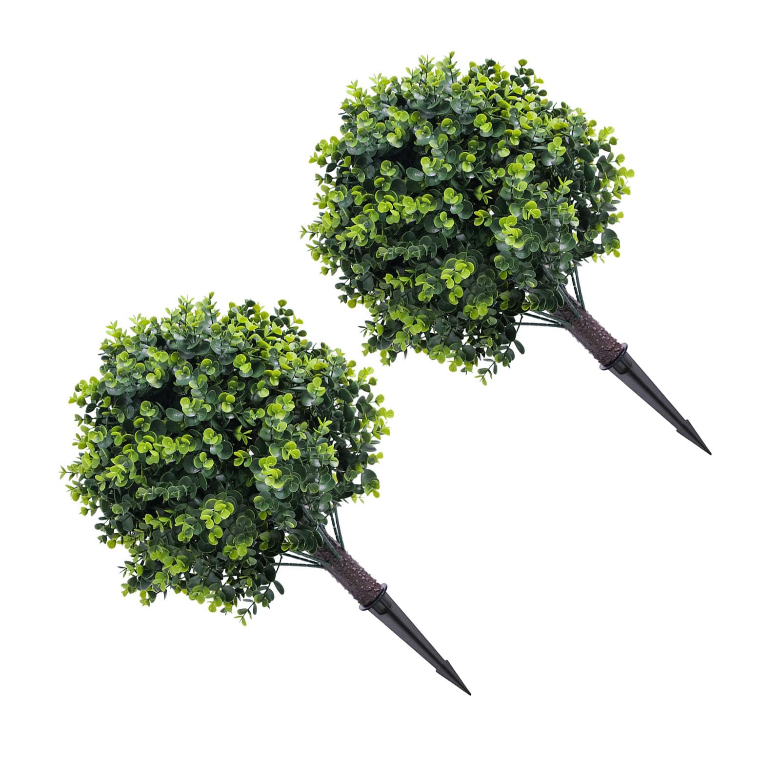 Topiky Albero Artificiale di Palla Topiaria da 17,7 Pollici, Pianta di Eucalipto Finto con Picchetto, Arbusto Verde in PE per la Decorazione del Cortile del Portico del Patio del Giardino