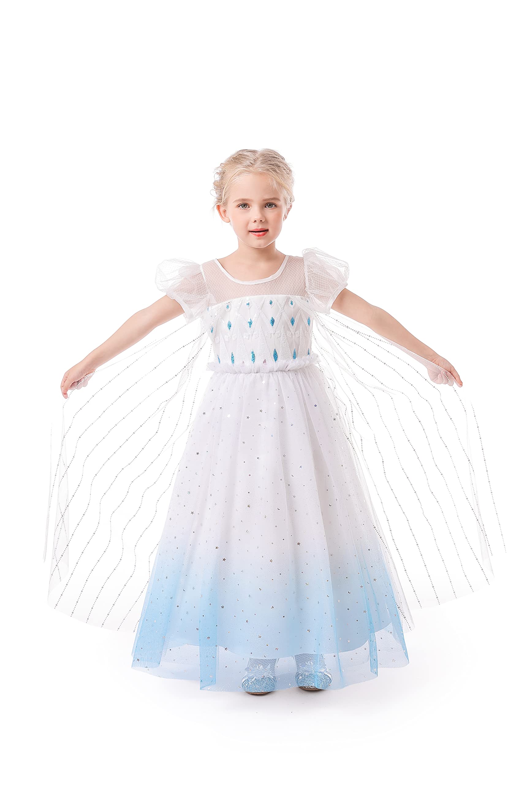 Snyemio Deguisement Robe Reine des Neiges Princesse Elsa Enfant Fille avec Cape Costume Anniversaire Carnaval Cosplay Snyemio Deguisement Robe Reine des Neiges Princesse Elsa Enfant Fille avec Cape Costume Anniversaire Carnaval Cosplay