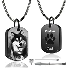 Personalized Pet Urn Necklace with Photo Text for Dog Ashes