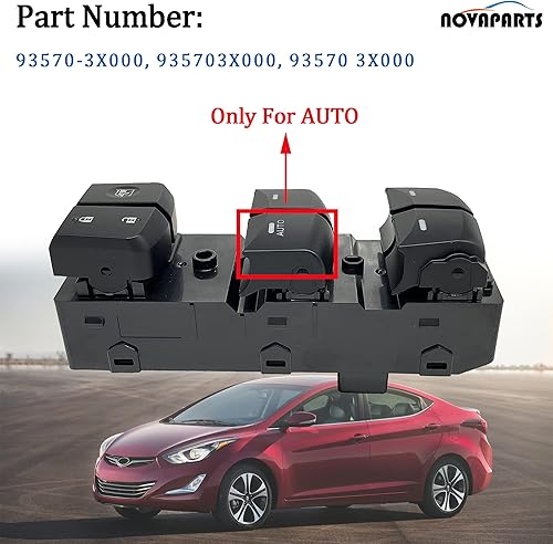 Miniatura 3 de Interruptor de ventana de puerta principal negro lado izquierdo del conductor solo para automóvil para Hyundai Elantra 93570-3X000 2011 2012 2013