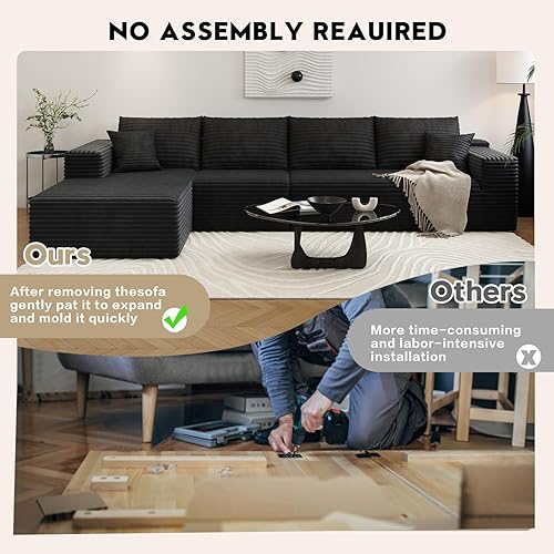 Miniatura 64 de Sofá seccional modular Cloud de 107.5 pulgadas con diván en forma de L, sofá modular moderno con asiento profundo, sofás tapizados para sala de