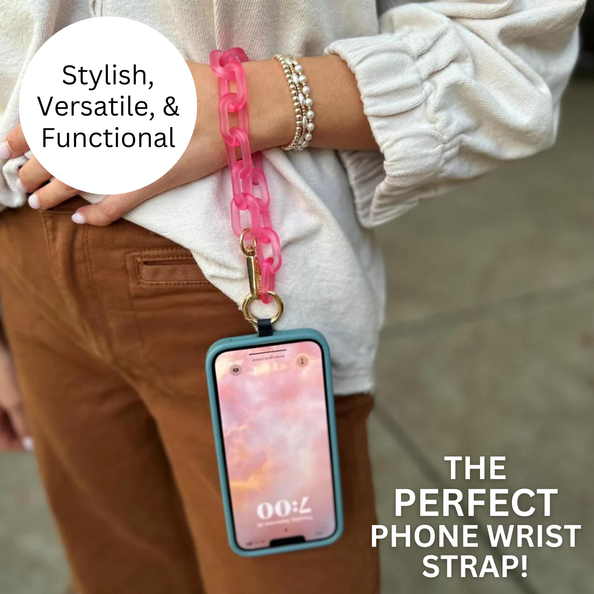 Save the Girls Pasek na telefon Clip & Go – łańcuszek na telefon z zamkiem błyskawicznym – łańcuszek na identyfikator