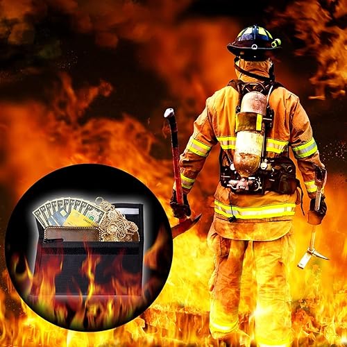 Miniatura 2 de Bolsa pequeña ignífuga, bolsa de fuego, 2 paquetes de 2 carteras ignífugas de 8 x 5 pulgadas, contenedor de sobre de fuego, bolsas de identificación