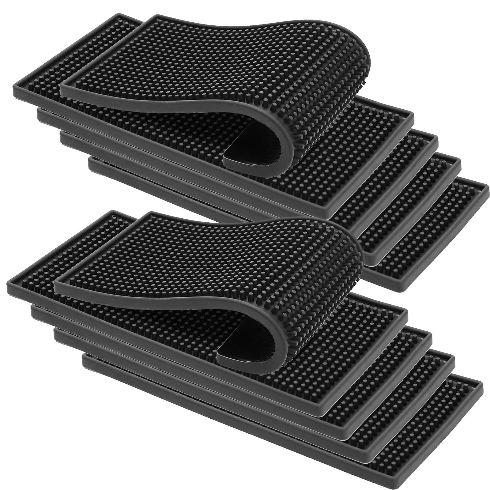 KINJOEK - Juego de 10 posavasos de goma de 15,24 x 30,48 cm, color negro, resistente a fugas y antideslizante, protección de mesa para bar, cocina, restaurante, hotel, bebidas, muebles