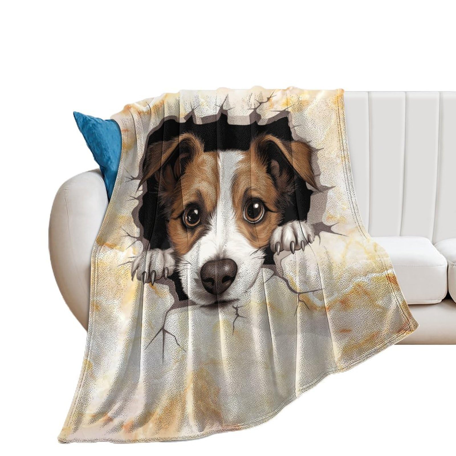 Luijorgy Girls Style-6 50X60in Flannel Fleece Throw Blanket For Couch Office Bed Sofa Home Decor Jack Russell Terrier Funny Peeking Dog Lightweight Plush Fuzzy Cozy Soft Blankets And Throws For All Season Use