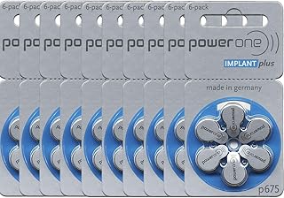 60 Mercury Free Hearing Aid Batteries Size: 675P Cochlear Implant by Power One