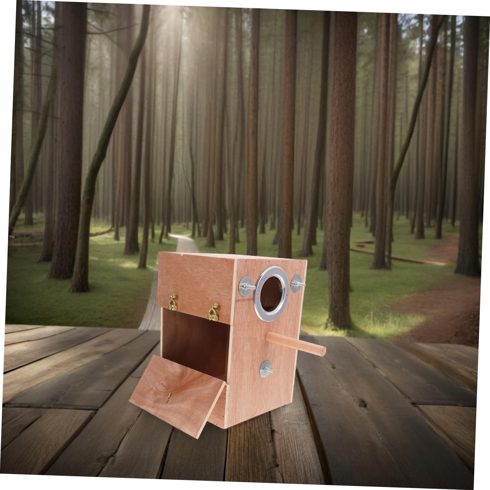TOYANDONA Caja de Cría para Periquitos y Agapornis de Madera Natural Colgante Diseño Ahorrador de Fácil Instalación y Limpieza para Jardín y Exteriores