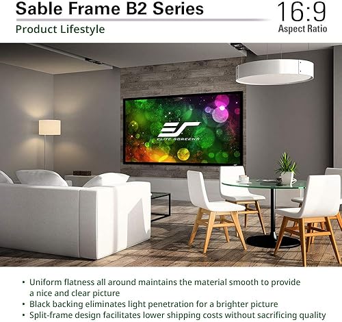 Miniatura 8 de Elite Screens Pantalla de proyector de marco fijo de 120" 169, 4K8K UHD CineWhite UHD-B, certificado ISF, compatible con USTCortoEstándar, SB120WH2