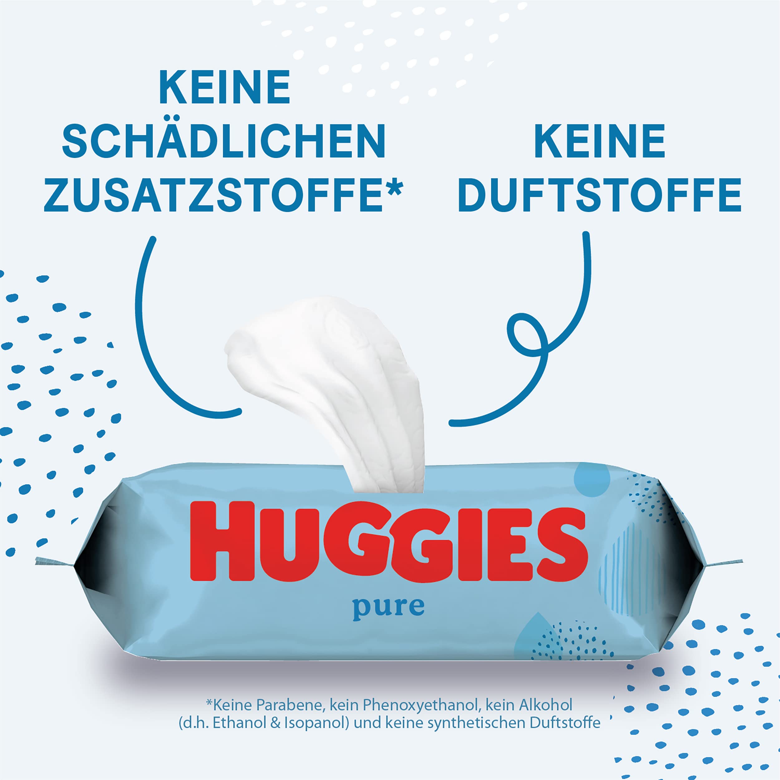 Huggies Feuchttücher Pure Baby Pflegetücher, 10er Pack (10x 56 Stück)
